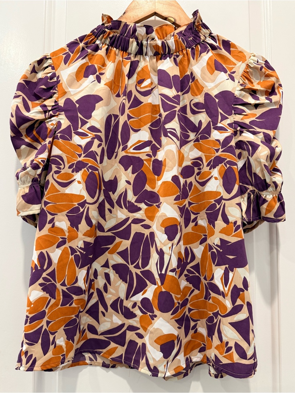 THML Purple & Orange Floral Puff-Sleeve Blouse